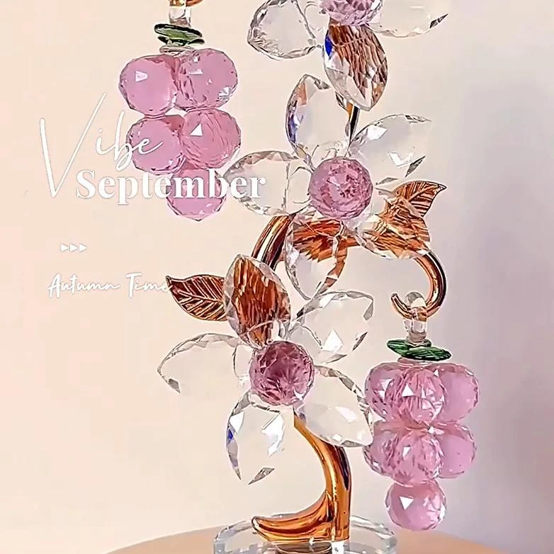 高档水晶葡萄花朵摆件电视柜酒柜客厅玄关样品房家居装饰创意礼物