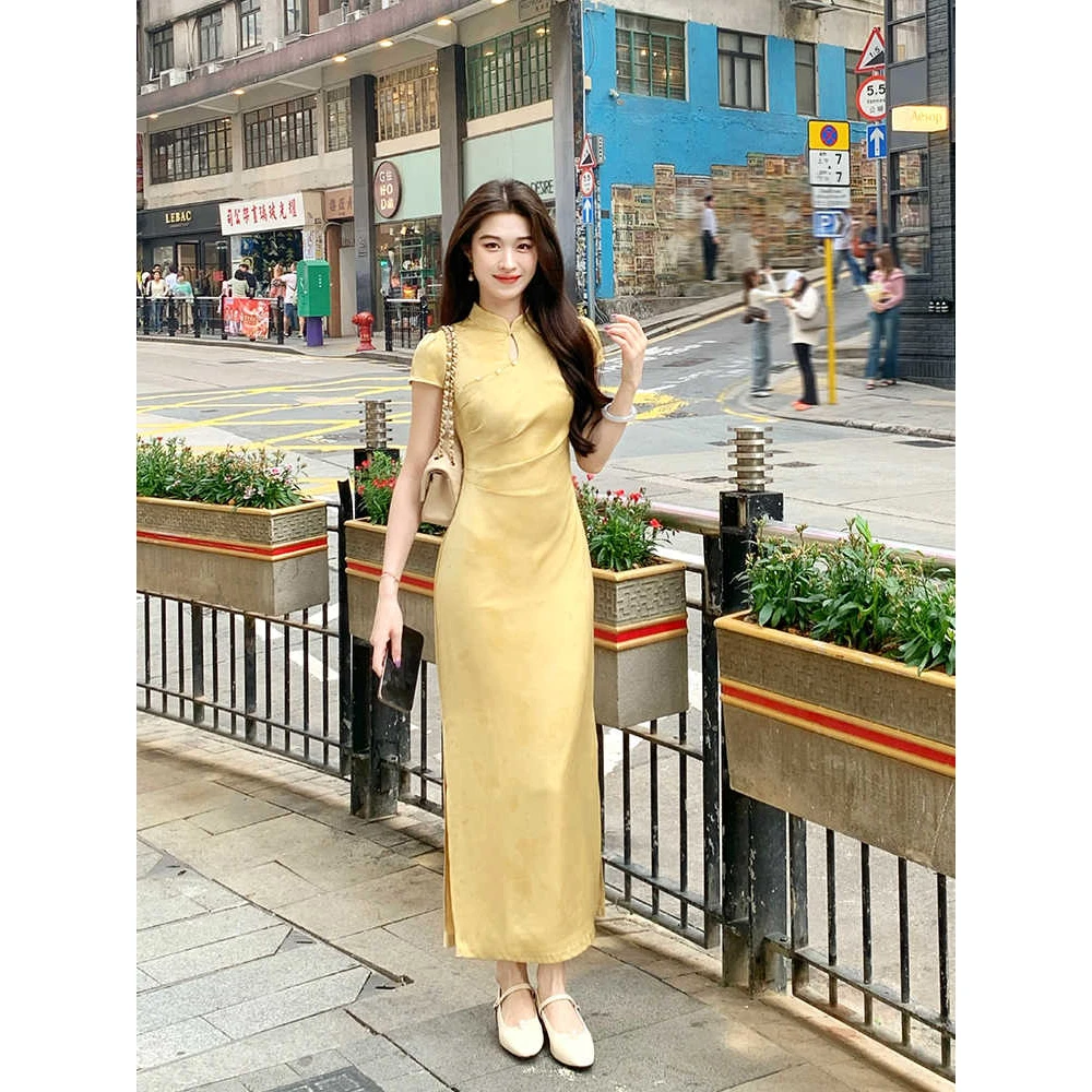 【清光】气质显瘦设计师轻奢收腰优雅复古法式修身连衣裙755