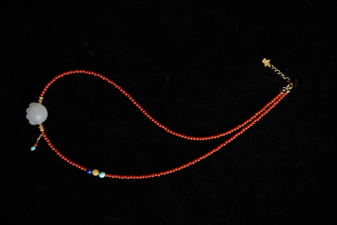 探珠｜严选精品设计款和田玉藕粉小猫爪锁骨链 多样性发一