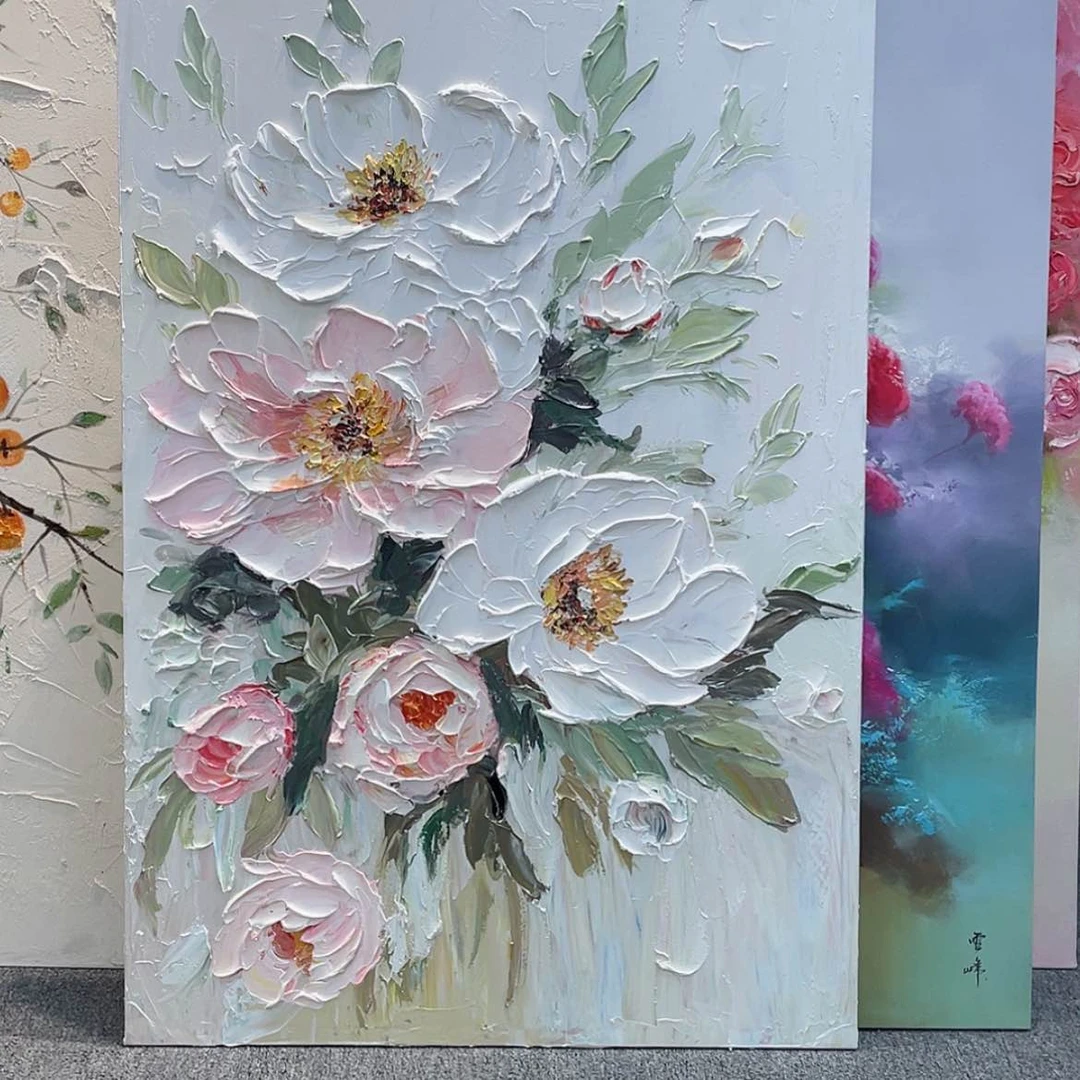 【闪购商品】油画燕子刀画厚油牡丹手绘油画无框80×120