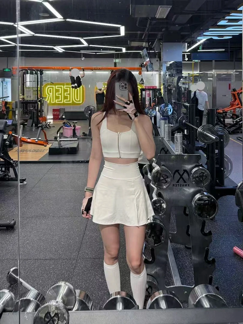 LL夏季凉感A字版高腰假两件防走光短裙侧开叉羽毛球网球半身裙