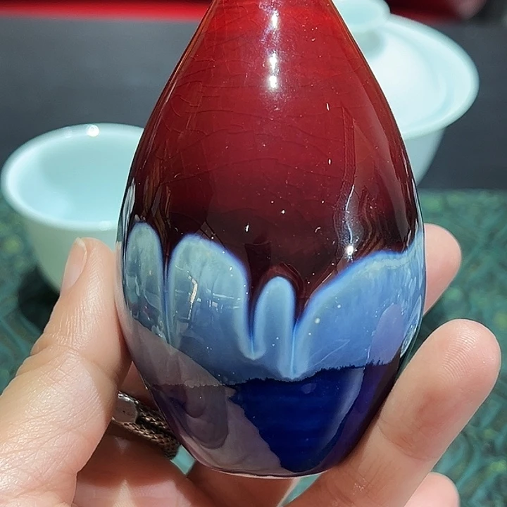 手工胎高温颜色釉小花插