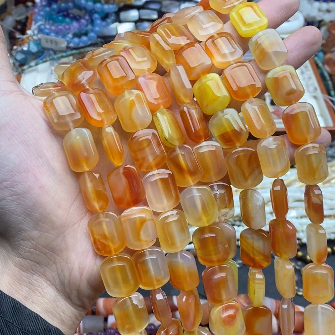 玛瑙/玉髓未镶嵌珠宝半成品一条天然14×18橘红玛瑙无事牌