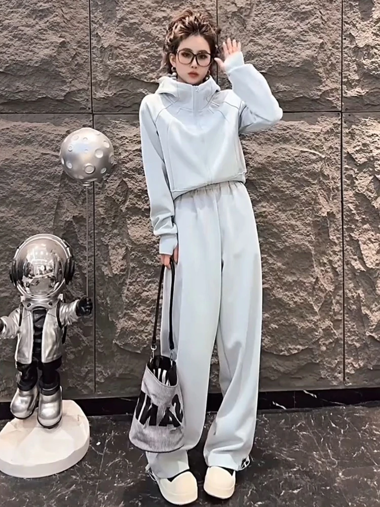 春秋新款韩系减龄时尚休闲运动服套装女显瘦连帽卫衣阔腿裤两件套