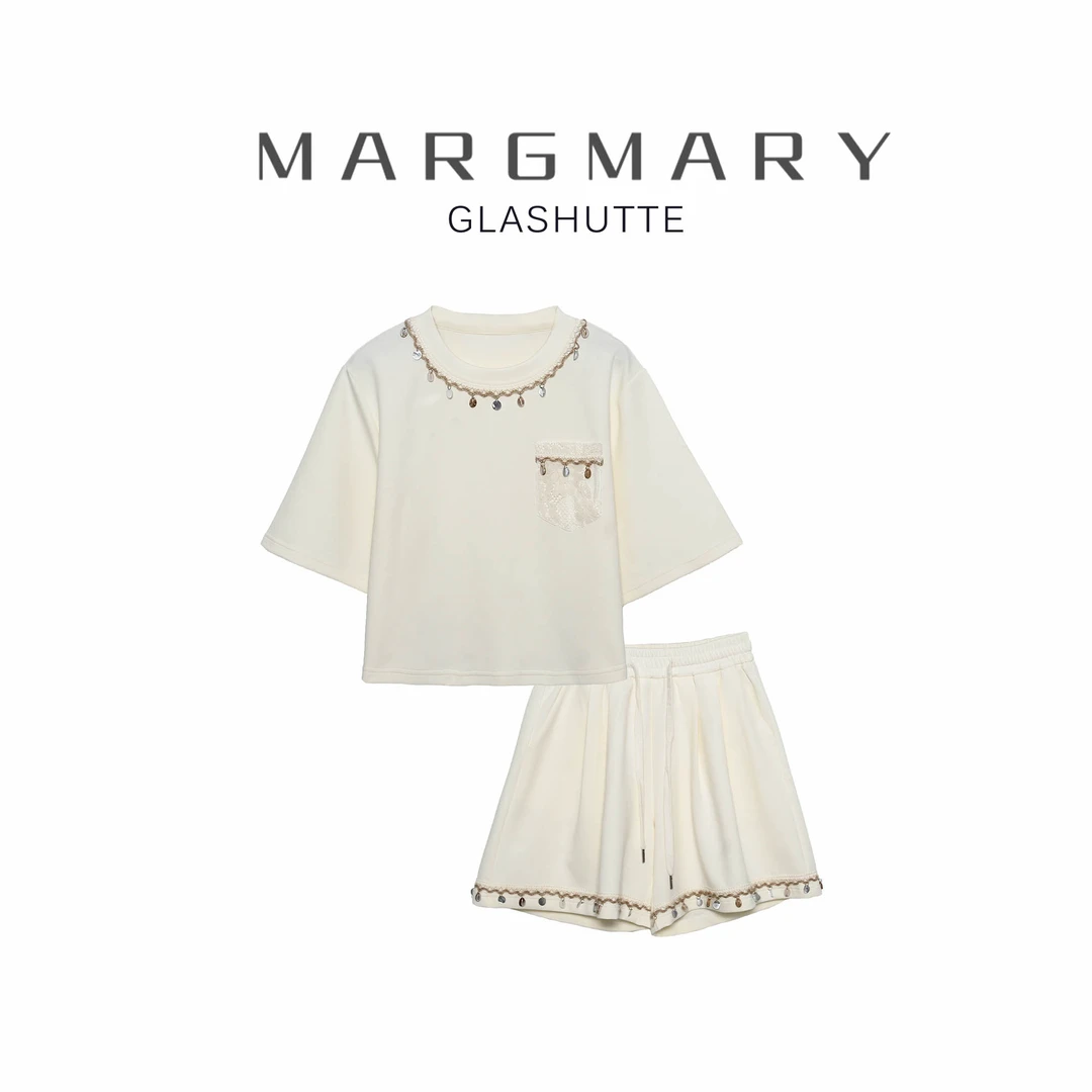 【安娜来了】2025夏季设计师新款休闲时尚舒适轻奢显瘦短袖套装