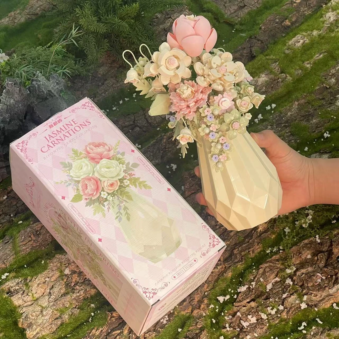 手工diy浪漫永生花积木花成人花瓶摆件装饰生日礼物创意高级小众