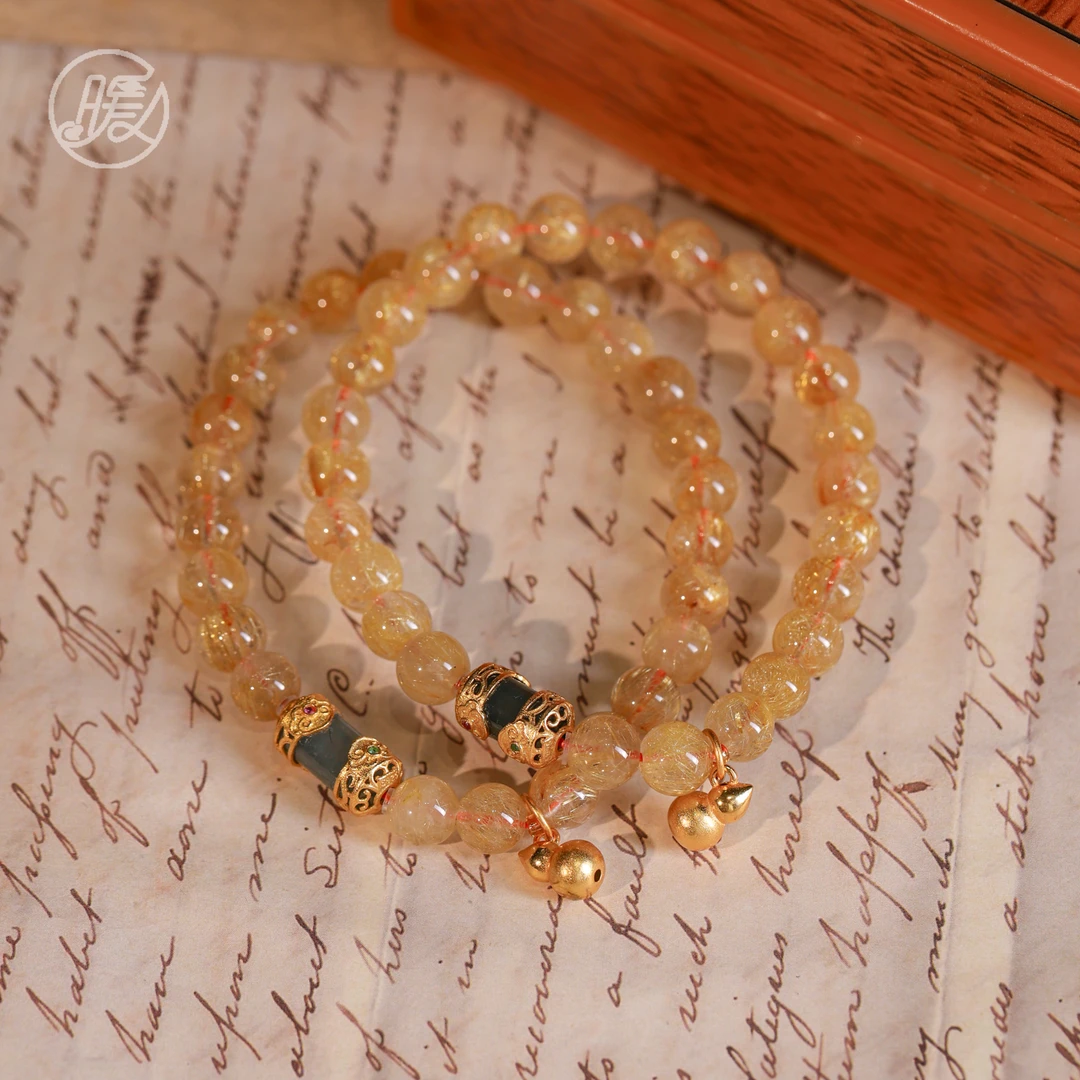 Nuanyan/暖言单圈黄发晶水晶手串6mm搭配葫芦手链E6409多样性发一