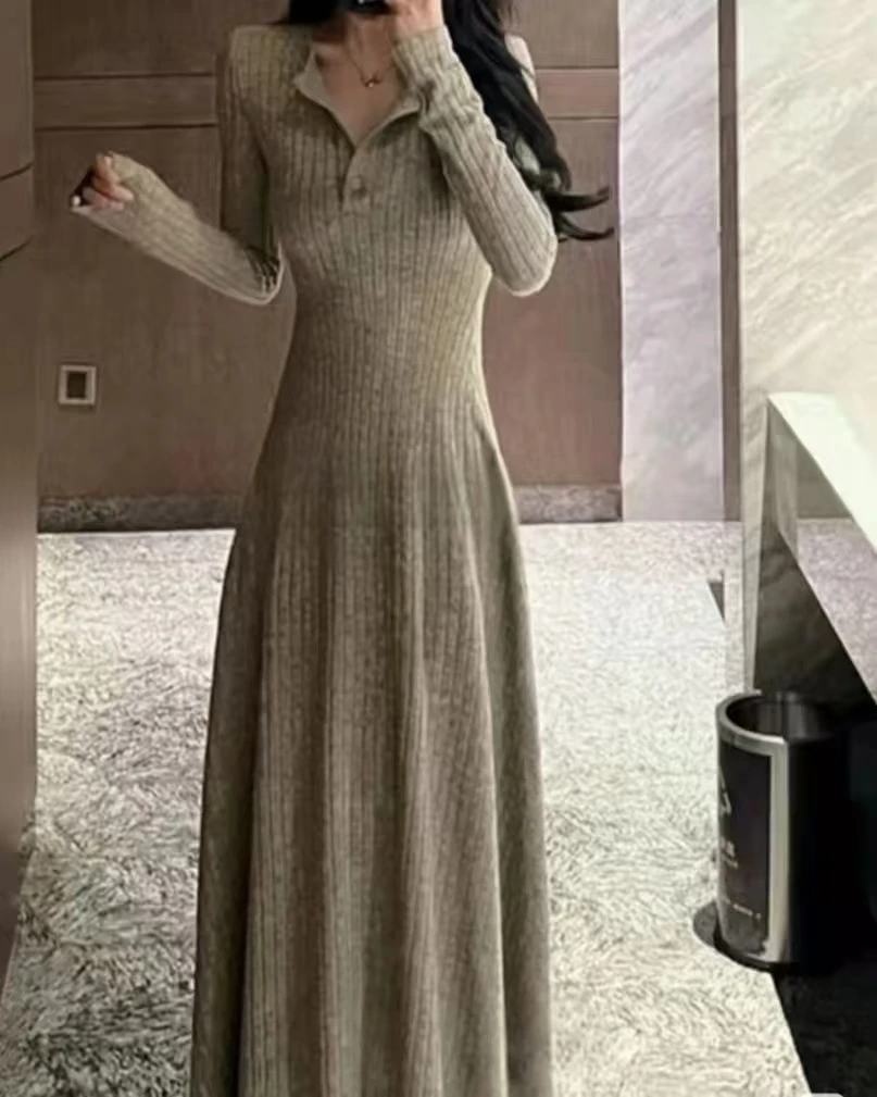 【401-470】圆领针织贸易早秋装2025新款女士装洋气连衣裙