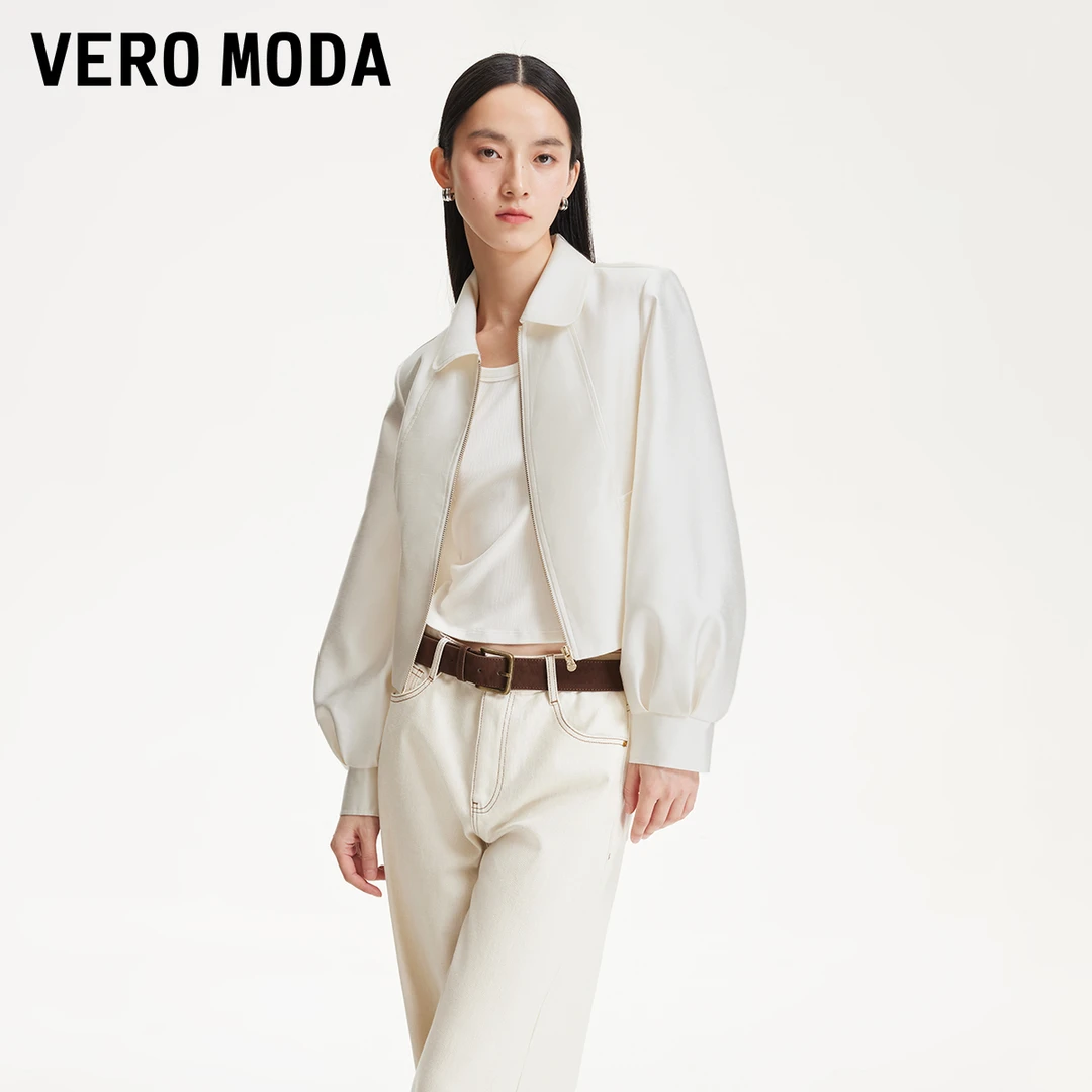 Vero Moda短外套2025春季新款光泽感面料薄垫肩收腰显瘦洋气衣服