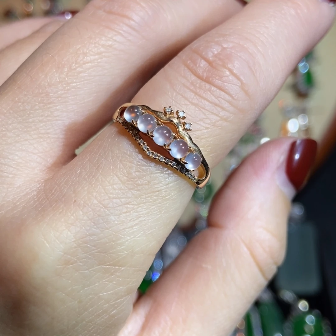 翡翠戒指18K金镶嵌皇冠戒指