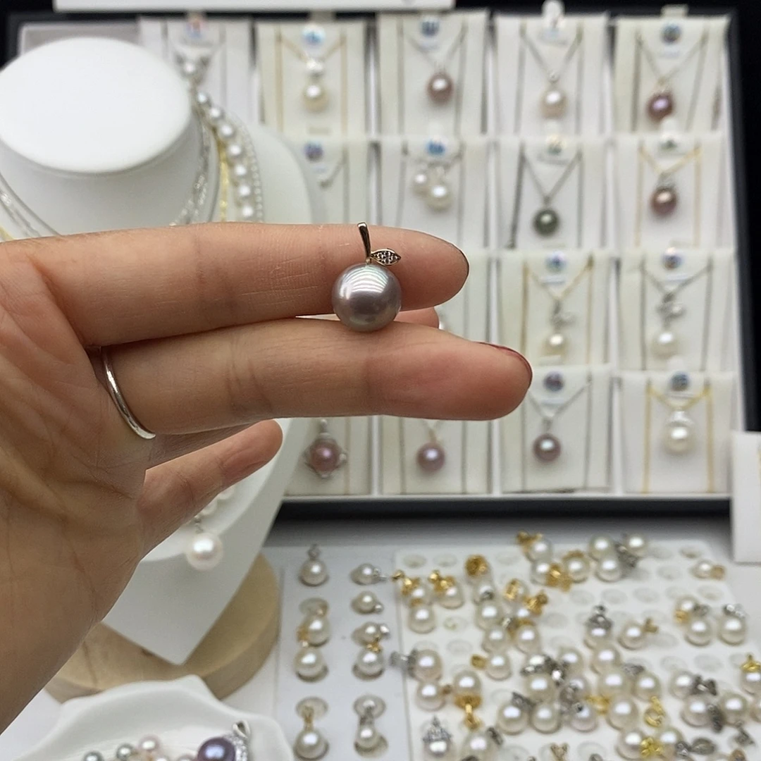 吊坠(不含链)银S925镶嵌淡水珍珠