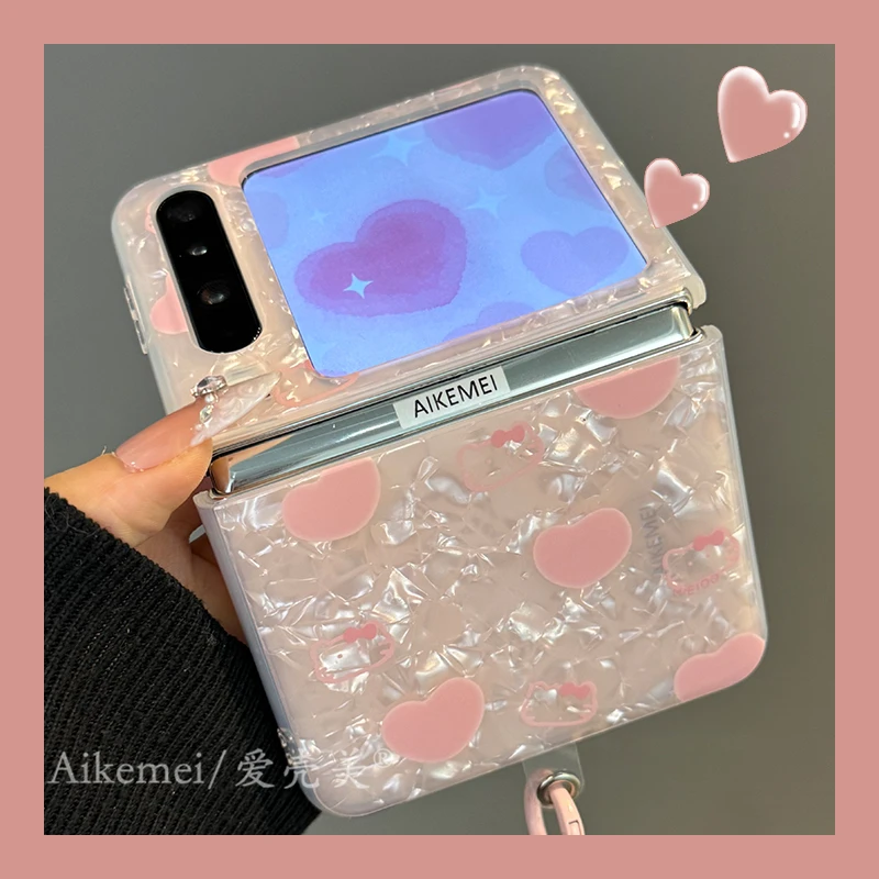 适用华为purax典藏版折叠屏手机壳pocket2贝壳纹满屏爱心米菲兔女
