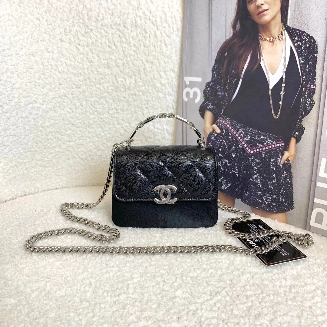 99新 Chanel/香奈儿 壹臻/22s黑金牛coco珐琅手柄mini67364974