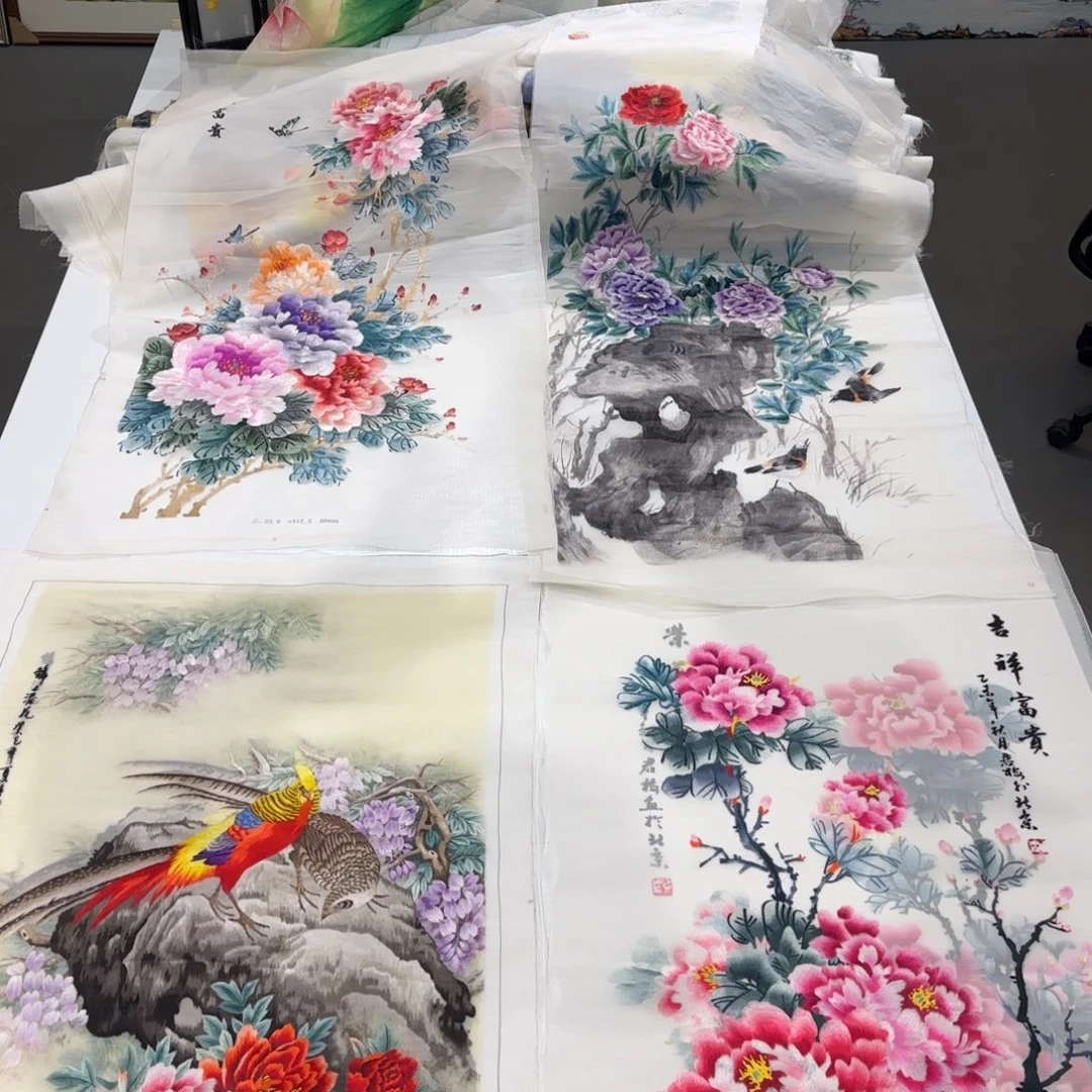 刺绣《花开富贵》*6画芯50*100成品