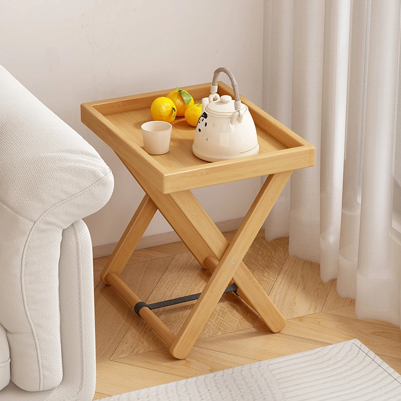 可折叠茶几客厅沙发侧边柜收纳托盘边几家用移动小茶桌户外小桌子