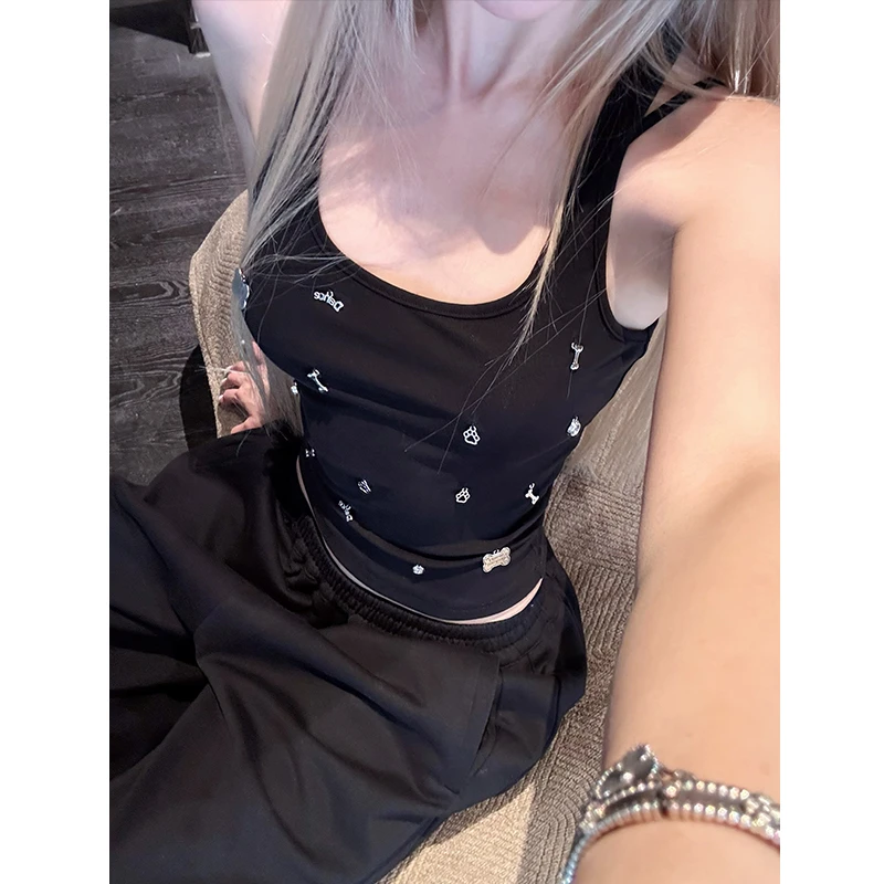 莫欣欣&夏季黑色吊带背心内搭女款爆款2025新款美背上衣女250105