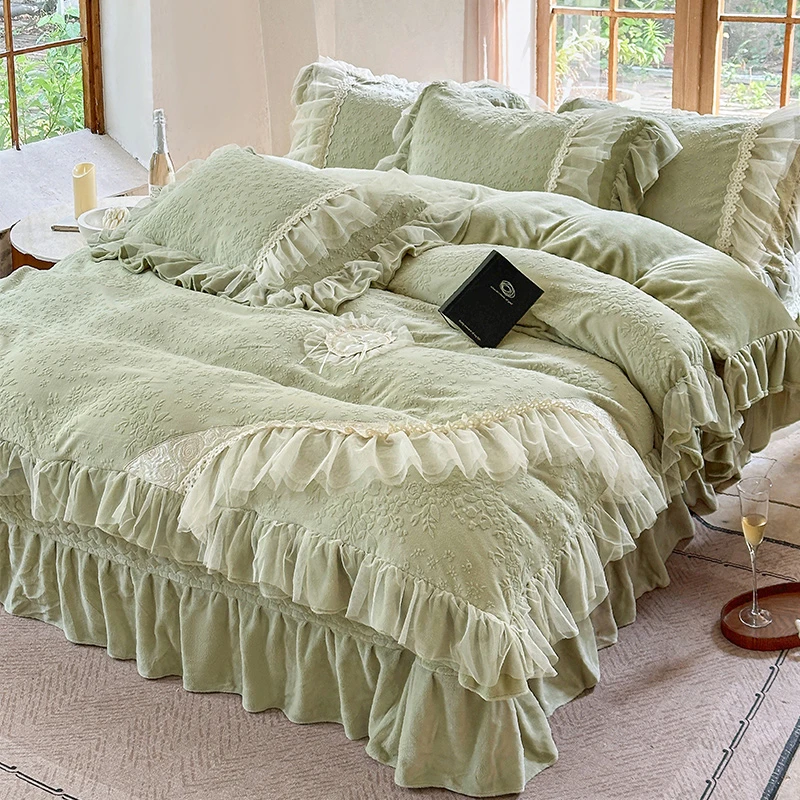 床品套件秋冬床盖牛奶绒四件套超厚A类母婴级