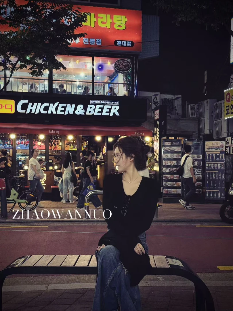 ZHAO WANNUO 丨设计师深U领连体长袖打底衫NC0853