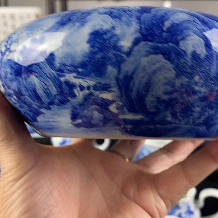 安****景德镇青花山水手工手绘水洗