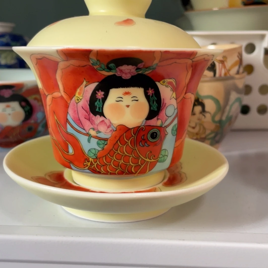 肉*猫景德镇手绘茶具原创