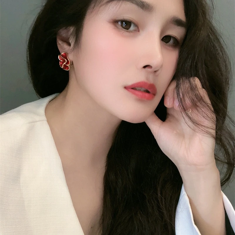 铜合金耳饰 【160】 小众设计感绢花耳环简约精致耳钉时尚清新耳饰
