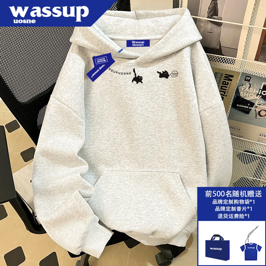 cleanfit潮牌重磅套头卫衣男秋季款小众高街痞帅短宽美式连帽上衣