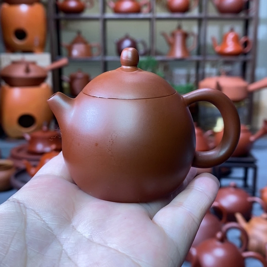 紫砂茶壶福利款潮州手拉壶全手拉朱泥小龙蛋60cc