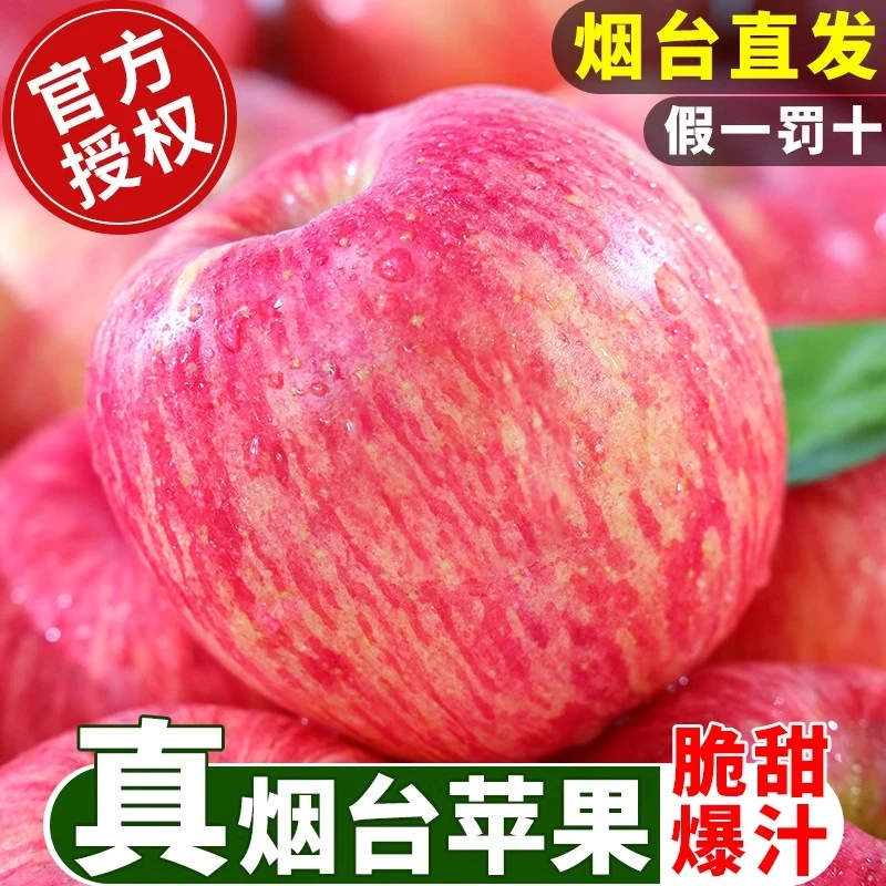 条纹果】山东烟台条纹红富士苹果新鲜水果当季10斤整箱批脆甜包邮