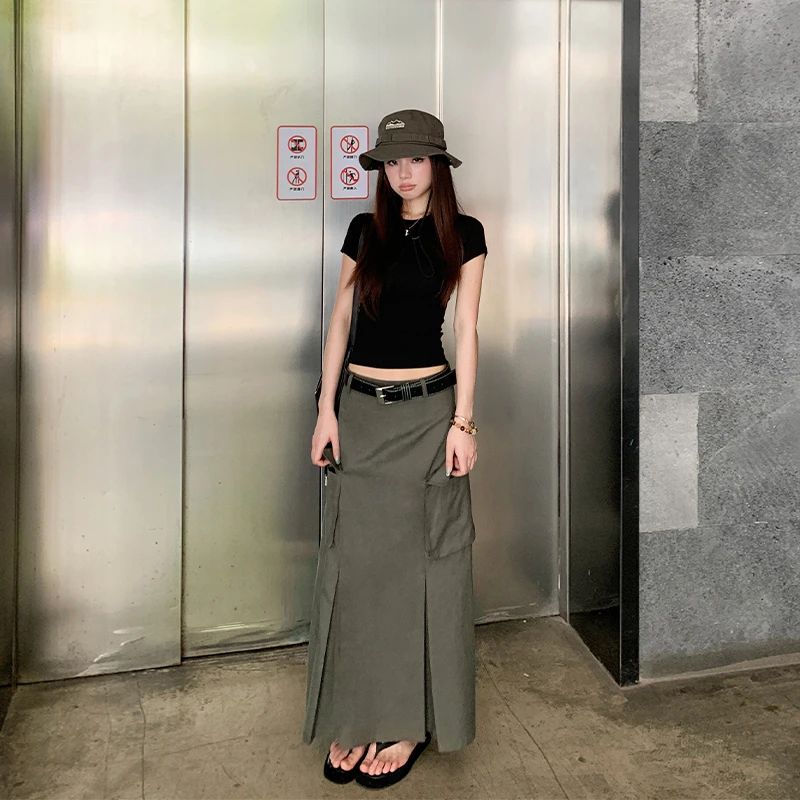 NeoStaple 美式辣妹高腰A字工装半裙女夏2025新款ins百搭半身长裙