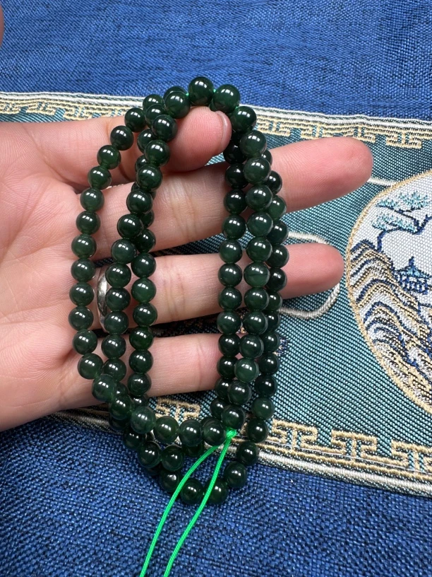 天然和田玉碧玉卡6 挂件链子