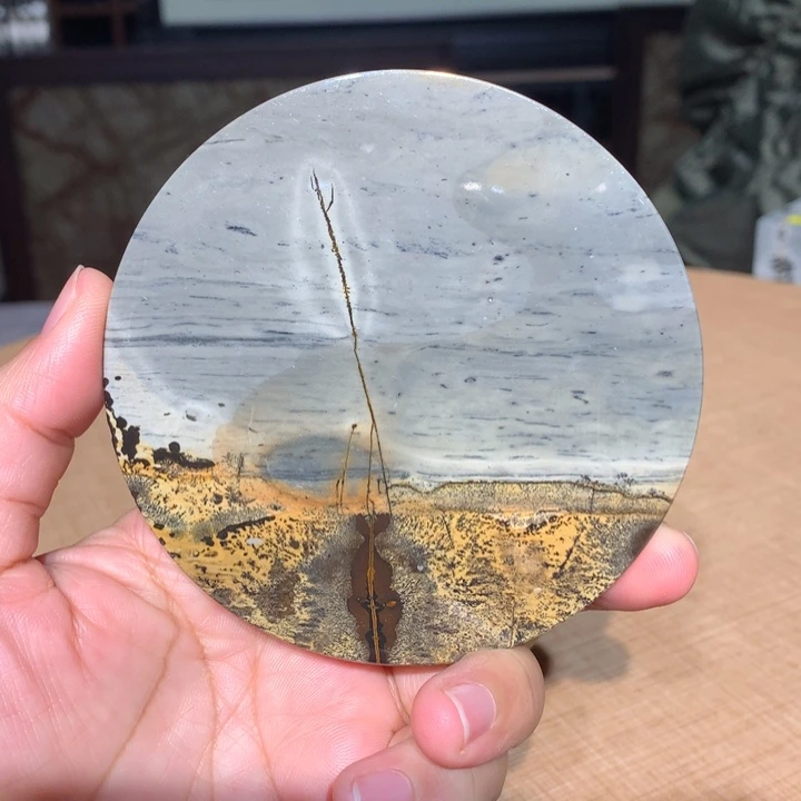 ，广西国画石杯垫，收藏观赏