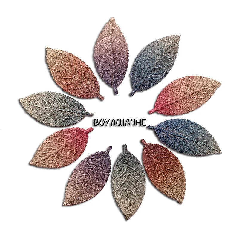 新款自粘渐变叶子刺绣布贴金丝头饰贴花衣服补丁贴羽绒服补洞修补