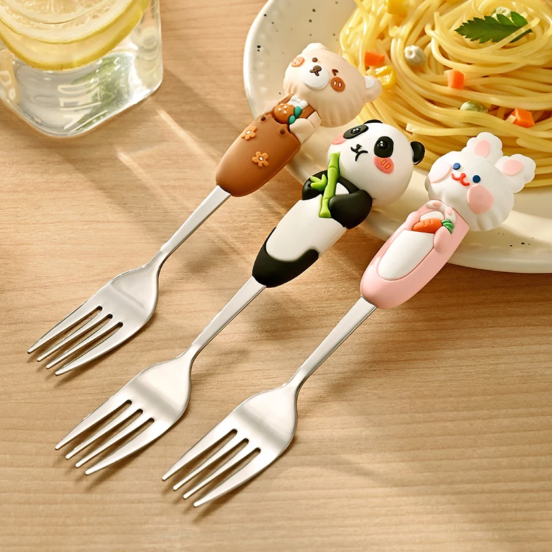 品品优316不锈钢儿童叉子食品级吃饭餐叉不伤嘴宝宝专用辅食小叉