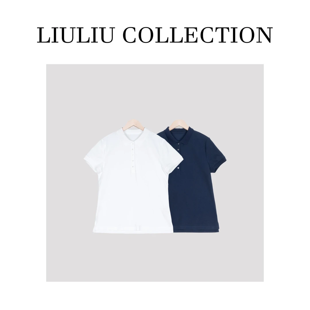 极简风净版纯色正肩休闲修身短袖POLO衫女M31