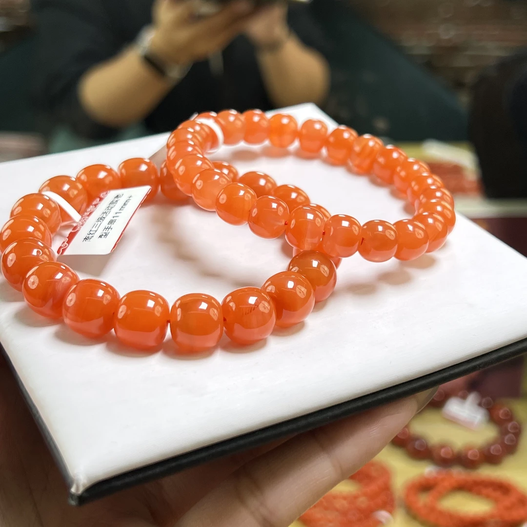 【小刘南红】保山南红滴水洞老型手串10mm（三级活动款） 多样性发一