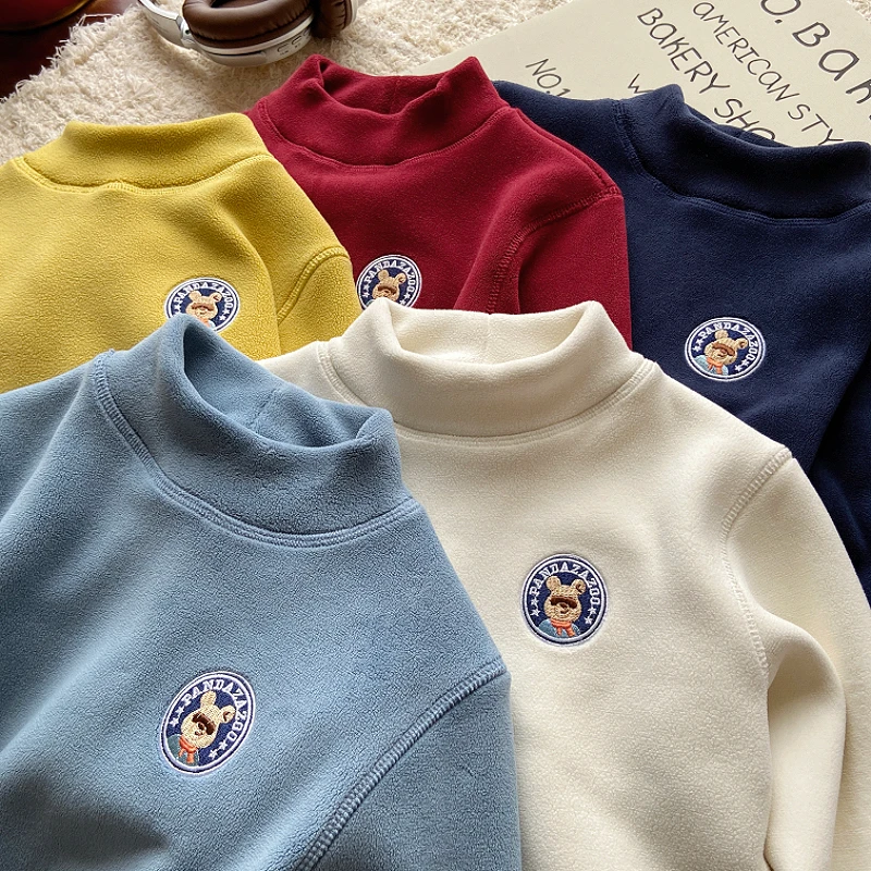 男童秋冬装儿童双面绒打底衫2025冬季新款男孩加绒一体绒长袖T