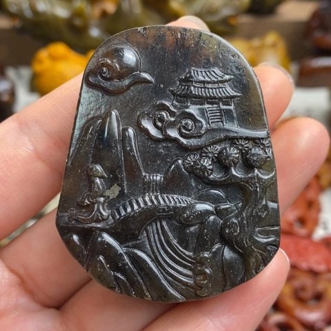 未镶嵌蛇纹石玉颈饰120