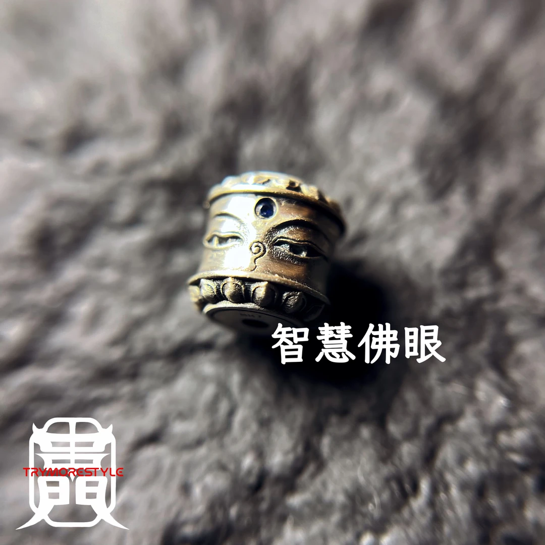 925银合成锆石银制品 【智慧佛眼】原创手工佛眼镶嵌天珠配珠配件