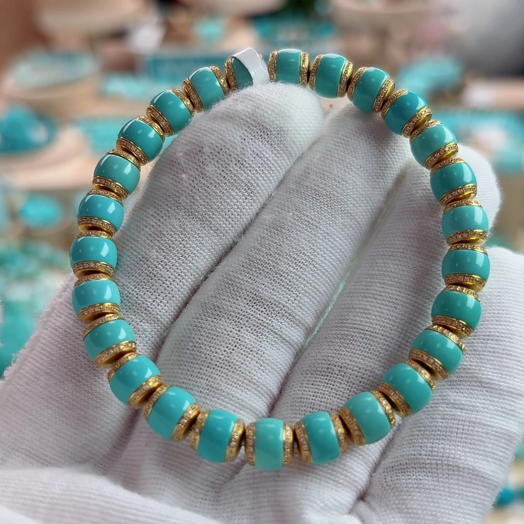 绿松石18K金镶嵌珠宝奇石