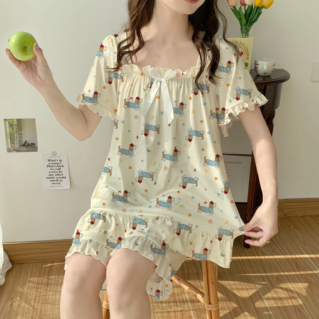 【100-300斤】夏季短袖莫代尔弹力冰丝睡衣女加肥加大码家居服套装