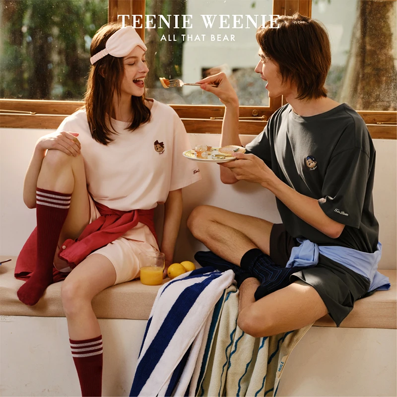 Teenie Weenie 微甜夏日 夏宽松舒适休闲薄款家居服情侣睡衣套装