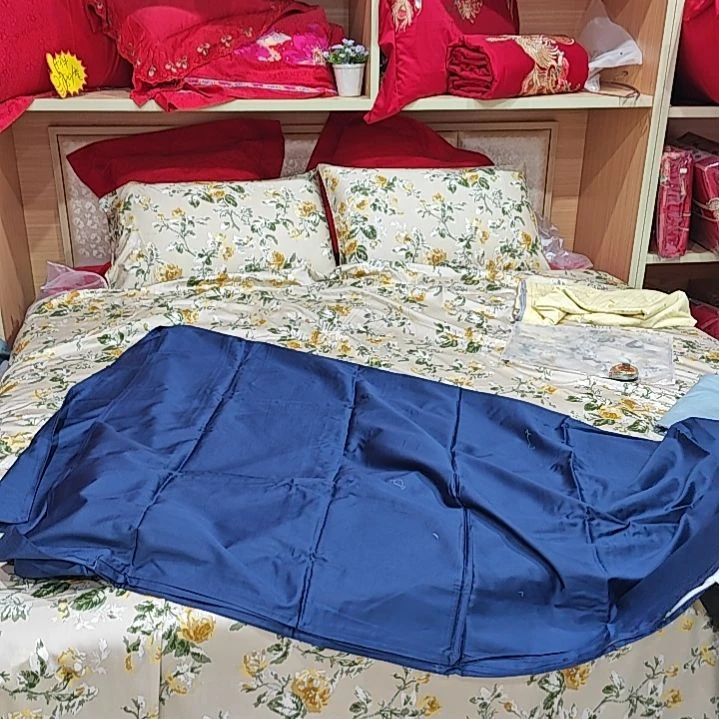 棉长绒棉被套1.55*2.1藏蓝色微瑕