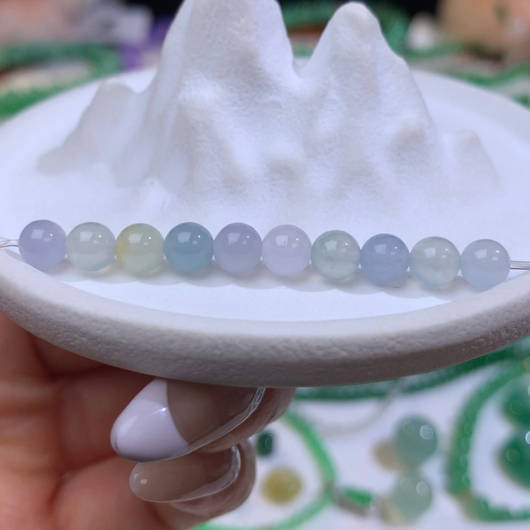 翡翠散珠冰润胶珠珠 玛卡龙色系 卡5