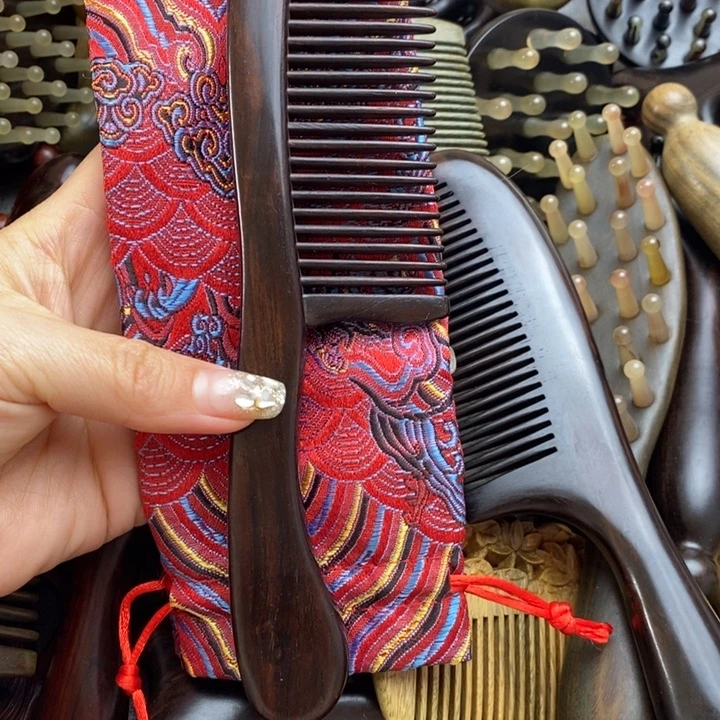 紫光檀插齿顺发梳木