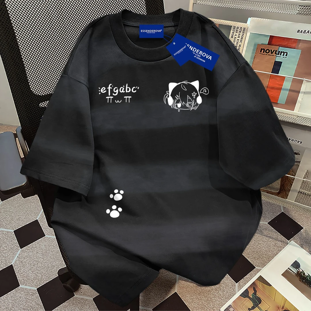 100%纯棉港风chic字母短袖t恤男女夏季宽松休闲时尚圆领情侣上衣