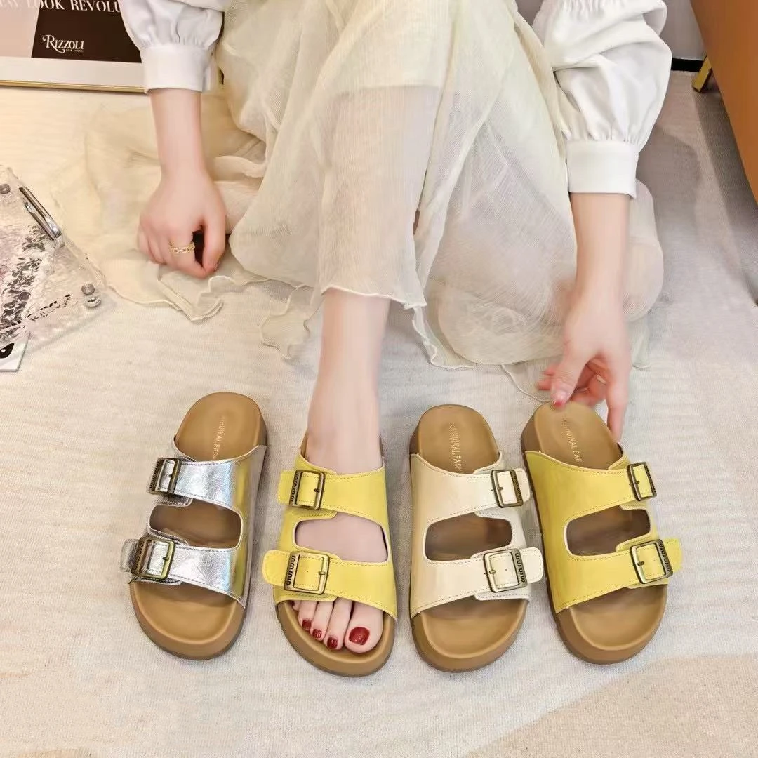 复古磨砂猪笼鞋勃肯鞋2025新款舒适百搭懒人鞋豆豆鞋 611-7