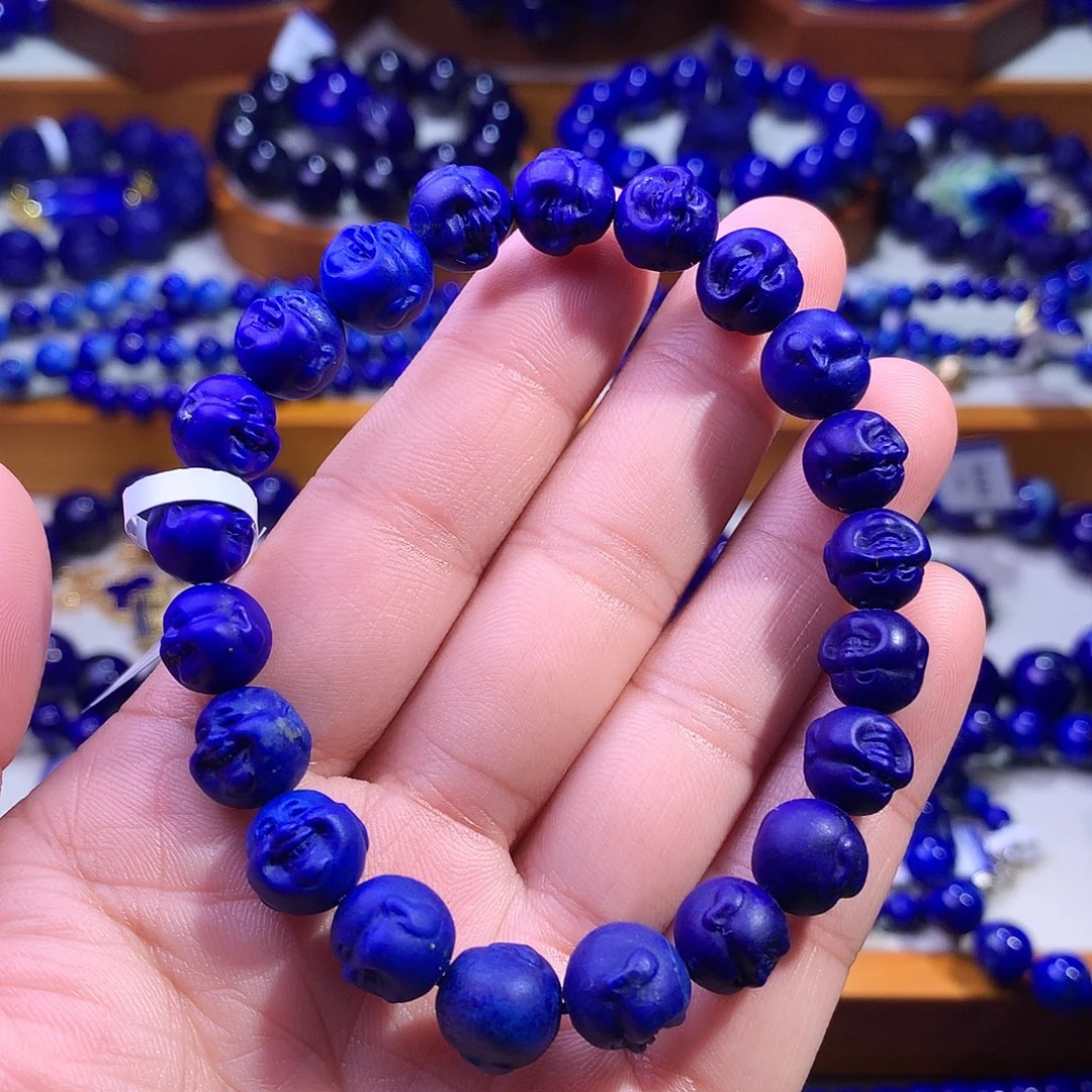 青金石未镶嵌手串9m捡大漏新品高品精工佛头2375