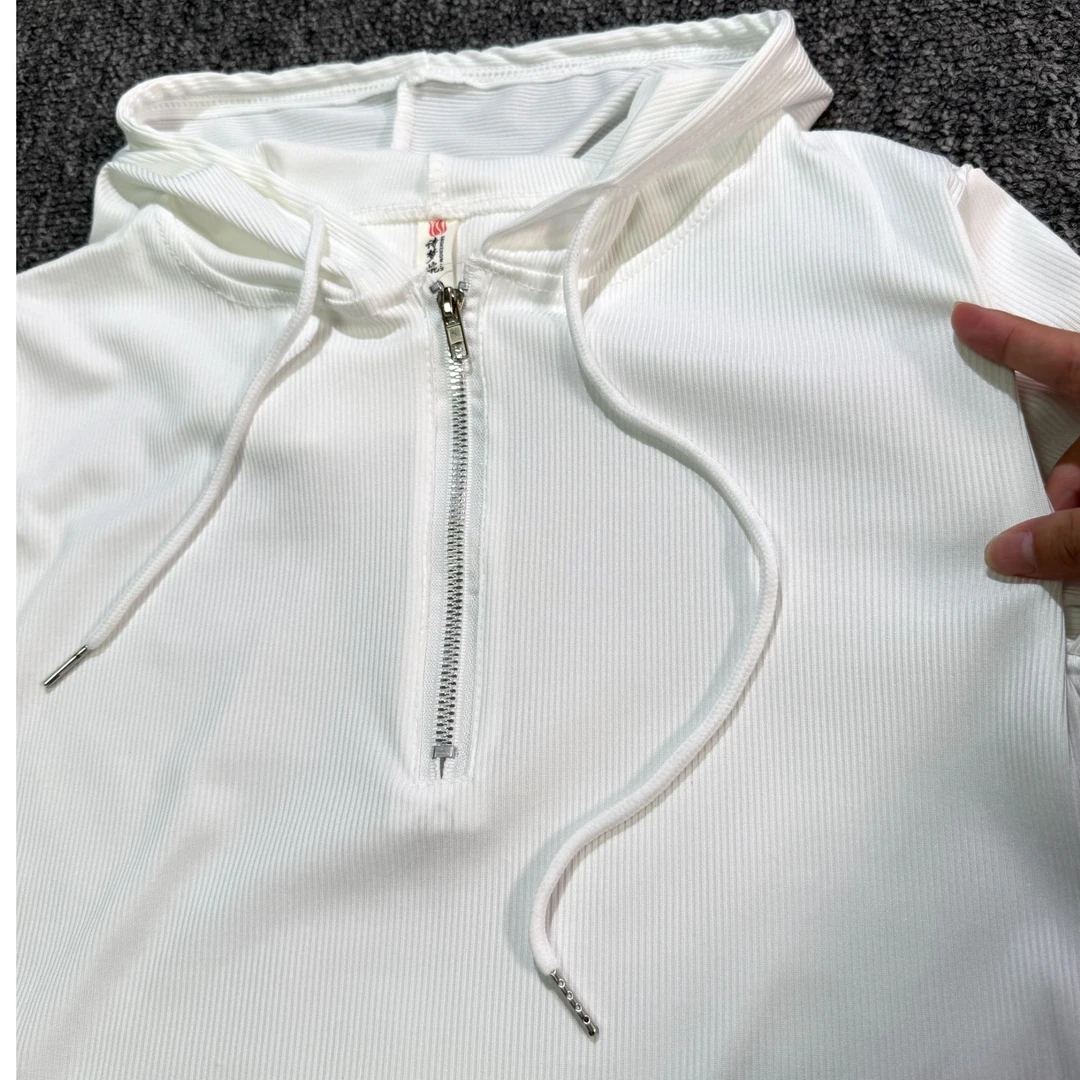 cuwu白色长袖连帽防晒衬衫女设计感夏季2025年新款雪纺衫开衫外套