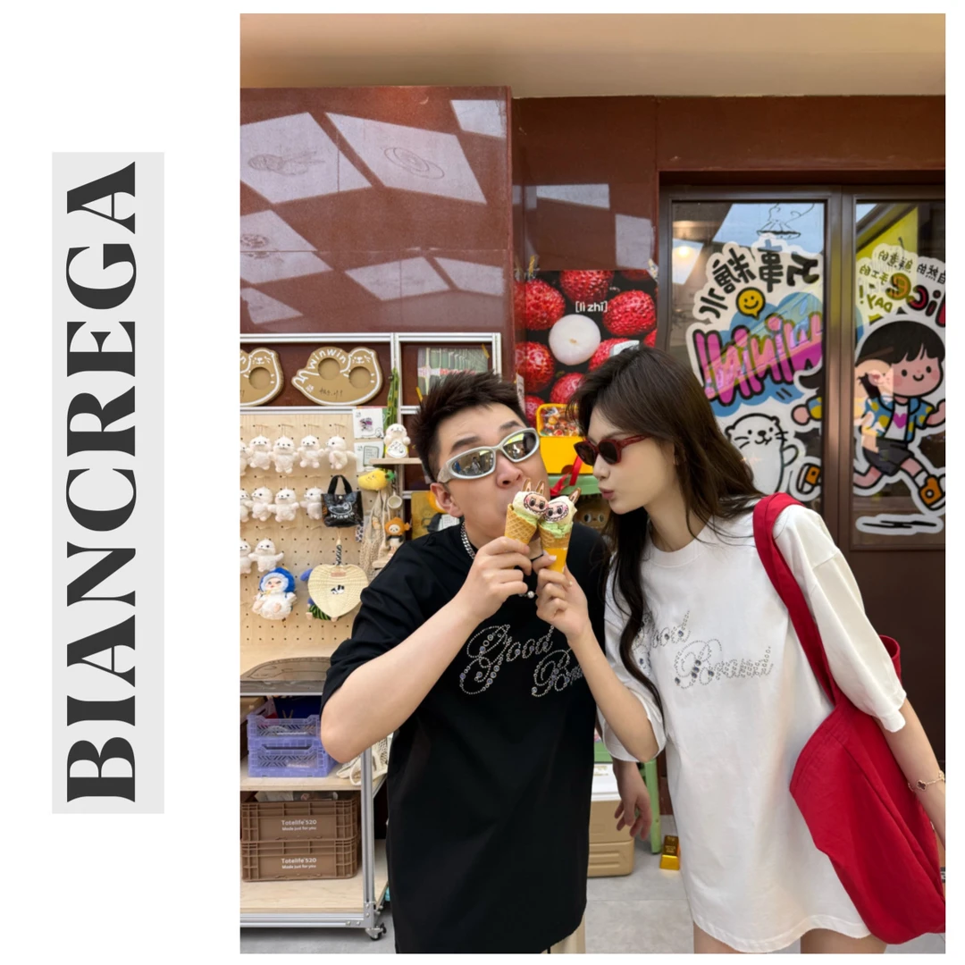 【王小国 x BIANCERGA】巴家“GD流星雨”超重磅烫钻男女同款T恤 6419