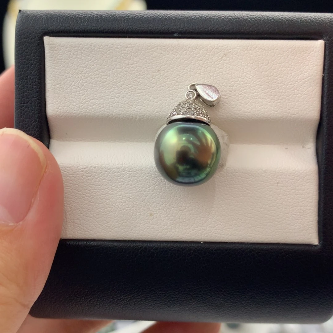 未镶嵌裸珠定制海水珍珠极光渐变孔雀绿11+